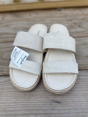 Masliah Beige Double-Strap Slide Sandals for Women